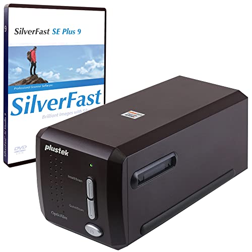 Plustek OpticFilm 8300i SE - Scanner negativo a strisce e diapositive da 35 mm con aumento della velocità di scansione del 38%, Bundle SilverFast SE Plus 9 + QuickScan Plus, supporta Mac e Windows.