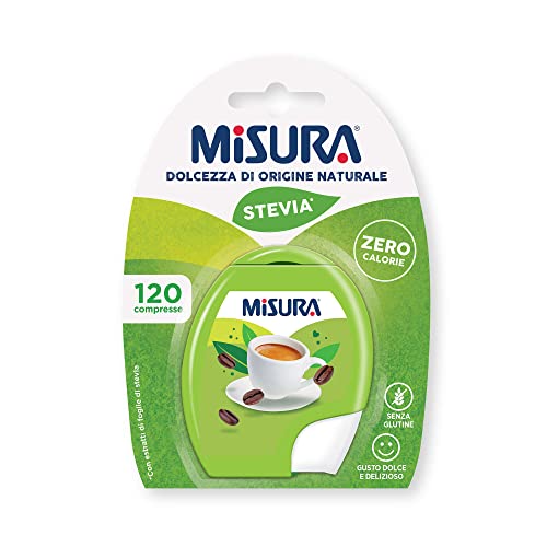 Misura Stevia Dolcificante in Compresse, Zero Calorie, Senza Glutine, Dolcificante di Origine Naturale, Confezione Apri e Chiudi Portatile, 120 Compresse