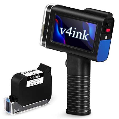v4ink Stampante portatile BT-HH6105B2, stampante a getto d'inchiostro portatile, stampante di codici a getto d'inchiostro mobile per codice QR data logo su qualsiasi superficie (BT-HH6105B2)