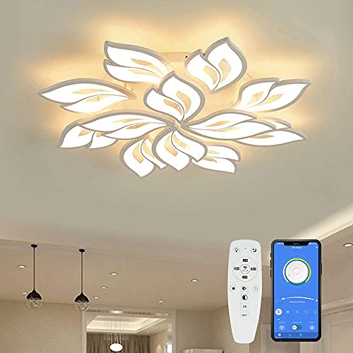 Moderna lampada da soffitto a LED, dimmerabile, lampada da soggiorno con telecomando, app, colore della luce, per camera da letto, plafoniera, lampadario dimmerabile, illuminazione interna