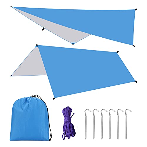 Victop - Telo impermeabile da campeggio, anti-UV, leggero, con corde e pioli, tenda da campeggio, tenda da mosche, 300 x 300 cm