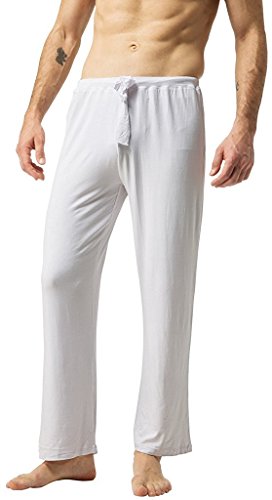 ZSHOW Pantaloni da Yoga Casual in Cotone Pantaloni Lunghi Piagiama Pantaloni da Allenamento Sportivi Palestra Morbido Asciugatura Rapida Uomo Bianco M