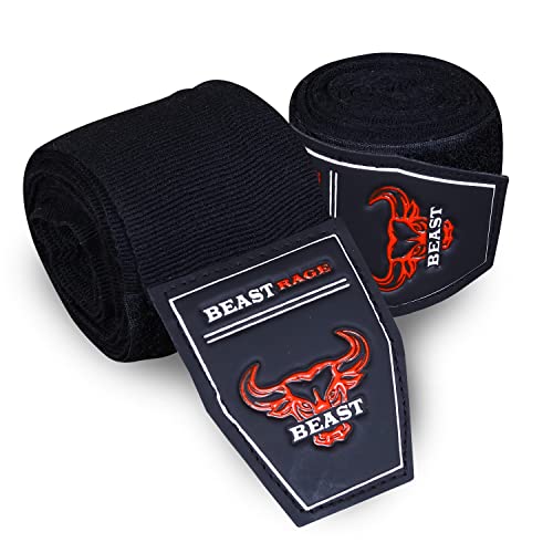 Beast Rage Bendaggi Boxe Fasce Elasticizzate Kick Boxing Pugni Muay Thai MMA di Arti Marziali interiori Hand Wraps Nero Rosso Blu Bende Boxe