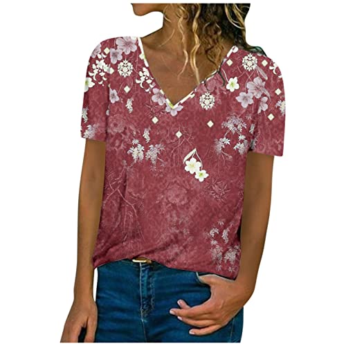 Top The Spring Girl U Neck Pull Easygoing Classic Short Sleeve Purgation Cotta, vino, S