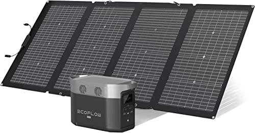 Generatore solare EcoFlow DELTA Max (1600) 1612Wh con 220W pannello solare, 4 prese CA da 2000W (sovratensione 4600W), generatore solare portatile per interruzioni di corrente, campeggio, emergenze