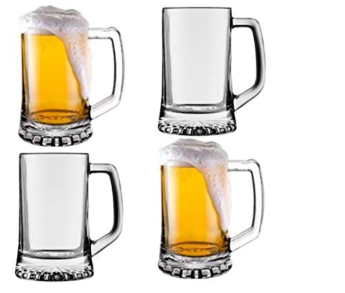 Confezione da 4 caraffe per birra - Bicchieri in vetro resistente 383 ml
