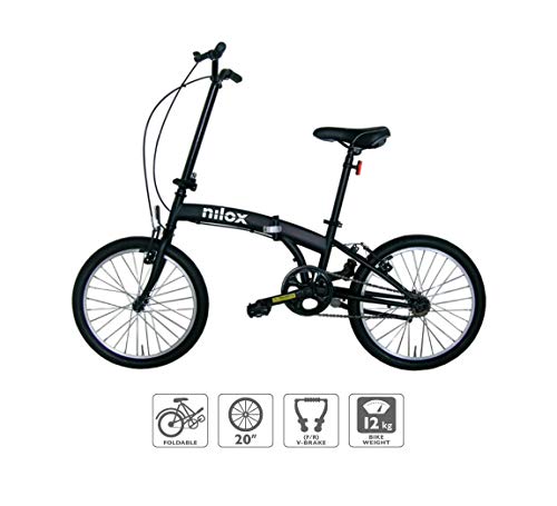 Nilox, Bike X0, Bici Pieghevole, Facile da Trasportare, Design Moderno, con Telaio Opaco in Acciaio, Bicicletta Leggera, 12 kg di Peso, con Cerchi in Alluminio da 20'