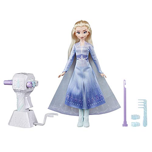 Disney Frozen Sister Styles Elsa - Bambola alla moda con capelli biondi extra lunghi, strumento per intrecciare e fermagli per capelli, giocattolo per bambini dai 5 anni in su