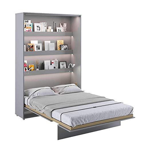 LENART Bed Concept - Letto a scomparsa verticale, 140 x 200 cm, colore: Grigio grafite opaco