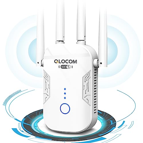 QLOCOM 2024 Nuova Ripetitore WiFi Potente Per Casa 1200Mbps, Extender WiFi Dual Band 5GHz & 2.4GHz e WPS, Amplificatore WiFi Potente Compatibile con Modem Router WiFi