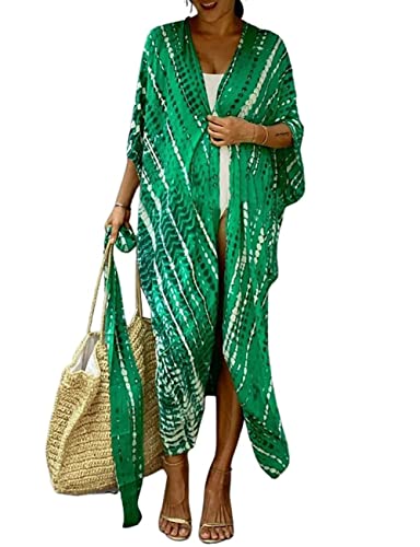Bsubseach Copricostume Kimono Copricostume da Donna Cardigan Taglie Forti Copricostume da Bagno Verde