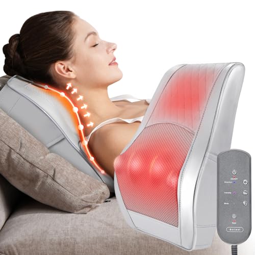 OMASSA Massaggiatore per la schiena con calore, cuscino per il massaggio shiatsu del collo per il rilassamento muscolare e il sollievo dal dolore