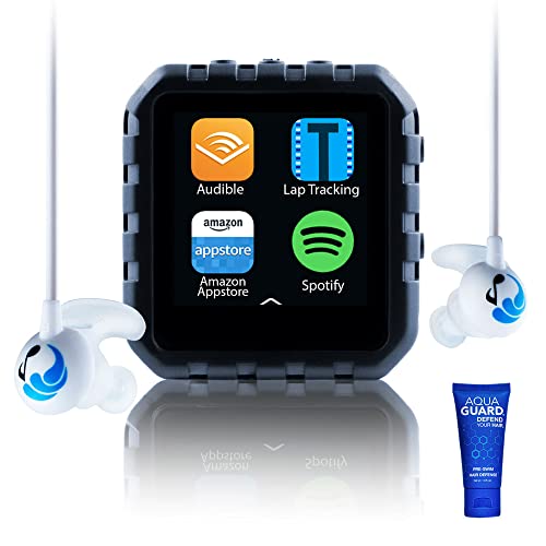 Pacchetto impermeabile Delphin Smart Player per il nuoto, compatibile con Audible, Spotify e altro ancora! (8 GB, Swimbuds Sport)