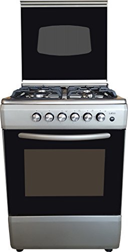 Lar.el Cucina LAREL Silver/Inox 60x60 4 fuochi con Forno a Gas metano o GPL, Grill Elettrico e Coperchio in Vetro