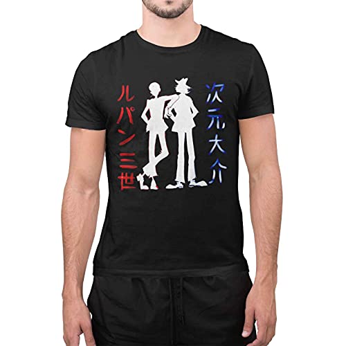 CHEMAGLIETTE! T-Shirt Divertente Uomo Maglietta con Stampa Simpatica Lupin Gighen Ideogrammi Nero, XL