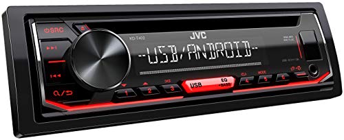 JVC KD-T402 Autoradio CD con RDS (sintonizzatore ad alte prestazioni, USB, ingresso AUX, Android Music Control, Bass Boost, 4 x 50 Watt, rosso) nero