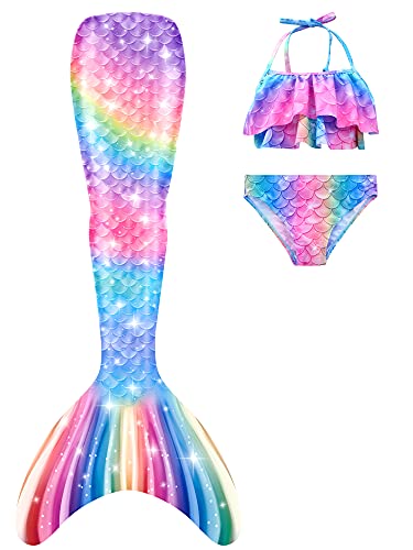 SPEEDEVE Coda di Sirena con Costume Bikini per Bambina,Senza Monopinna,WPM9,120-130