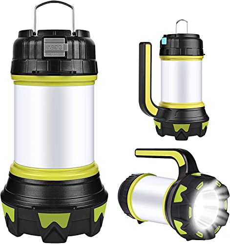 Lanterna Torcia LED, Lanterna da campeggio USB Ricaricabile 1000 Lumen Lampada Campeggio IP68 Impermeabile 4 Modalità Illuminazione Luce da campeggio Pesca, Trekking, Emergenze Escursioni (Verde)