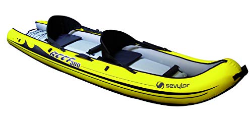 Sevylor Reef 300 Kayak Mare Gonfiabile, Sit On Top, 2 Posti, Giallo Nero, ‎296 x 81 x 55 Cm