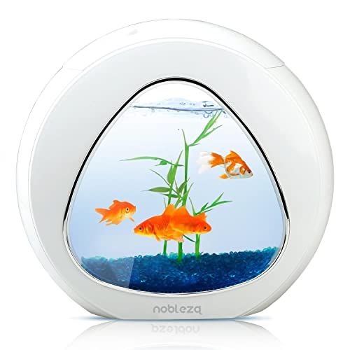 Nobleza - Acquario Nano Fish Tank con luci LED incorporate e Pompa dell'Acqua, acquari Tropicali, 4 Litri, Bianco