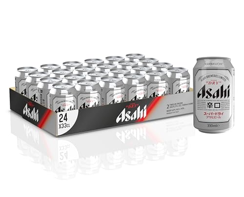 Asahi Super Dry Birra Premium Dry Lager, Cassa con 24 Birre in Lattina da 33 cl , 7.92 L, Birra Giapponese dal Gusto Pulito, Secco e Rinfrescante, Gradazione Alcolica 5.2%