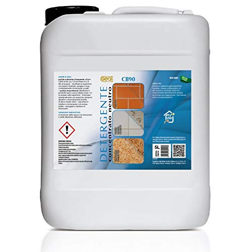 Geal CB90 Detergente Concentrato Neutro per Pavimenti in Gres, Cotto Pietre, Marmi e Graniti, 5 L