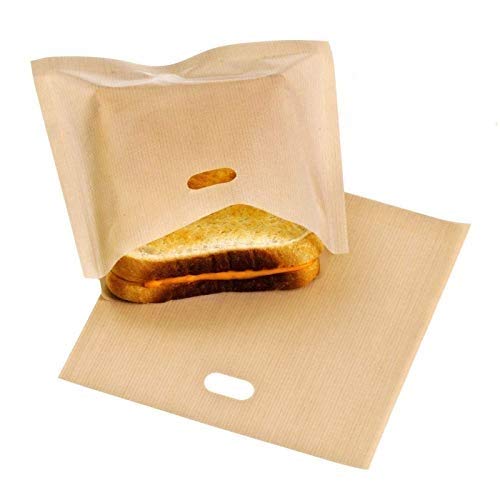 6 sacchetti non adesivi per toast, riutilizzabili, resistenti al calore, ideali anche per panini, pizza, utilizzabili in microonde, forno, grill