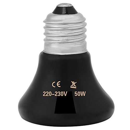 Filfeel Lampade di Calore, 50-100W Rettile Heat Bulb Infrarossi ceramici Emettitore Pet Riscaldatore Lampada Rettile Lampadina(50W)