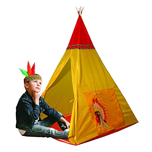 Happy Sun 705500651 Tenda Indiani Basic tenda per bambini, tenda gioco per bambini. Misure 100x100x135cm. Tenda pieghevole. Minimo ingombro in cameretta. Ideale come regalo bimbo. Colore giallo, unica