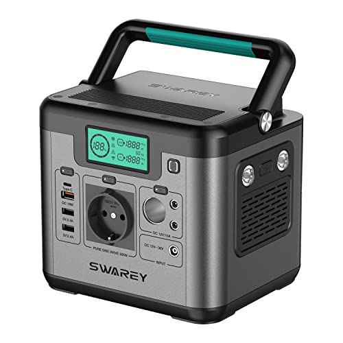 SWAREY Generatore Solare Portatile 518Wh AC/DC/USB Onda Sinusoidale Pura Generatore di Corrente a Casa e all’Aperto per Campeggio RV Outdoor con una Borsa S500