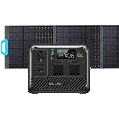 BLUETTI Generatore Solare AC60 con PV200 Pannello Solare Incluso, 403Wh Centrale Elettrica Portatile 2 600W (1200W Picco) AC Uscite, LiFePO4 Batteria Backup per Campeggio all'Aperto, Viaggio