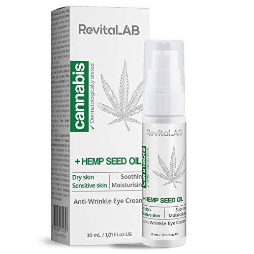 RevitaLAB Crema contorno occhi all'estratto di cannabis con olio di semi di canapa 30 ml - Crema idratante antietà dermatologicamente testata per un aspetto levigato intorno agli occhi
