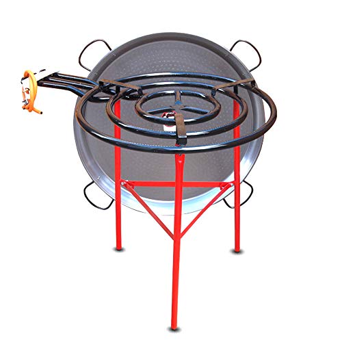 Vaello Campos Catering Paella Kit - Bruciatore a gas da 70 cm, padella in acciaio lucido da 90 cm e treppiede rinforzato