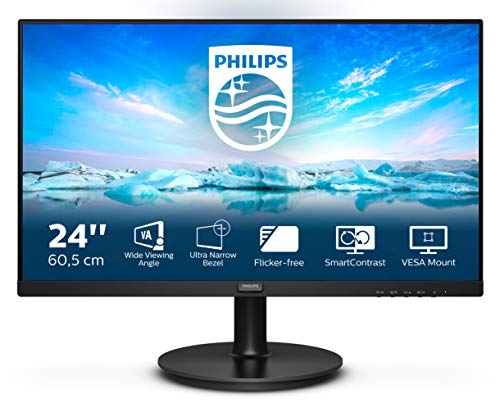 Philips 241V8L Monitor 24' LED VA Full HD, 1920 x 1080, Gaming Adaptive Sync, 75 Hz, HDMI, VGA, Attacco VESA, Nero