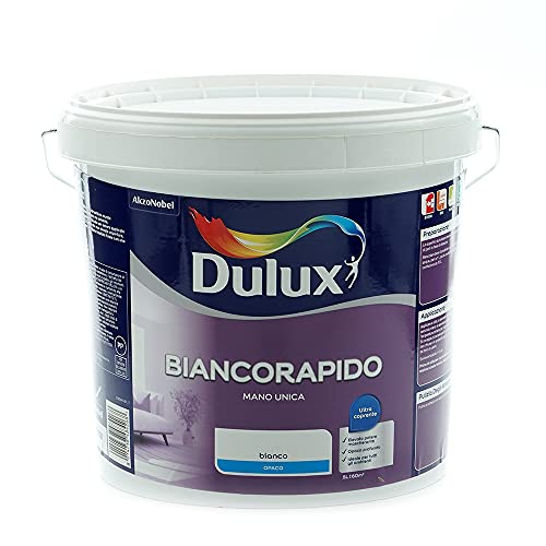 Dulux Biancorapido Pittura per Interni a Mano Unica Bianco Coprente per Camere Soggiorni, 5 Litri, Bianco