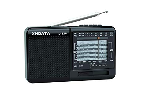 XHDATA D-328 Radio Portatile Rradio multibanda Lettore MP3 Supporto TF Card FM AM SW Full Band Radio (Nero)