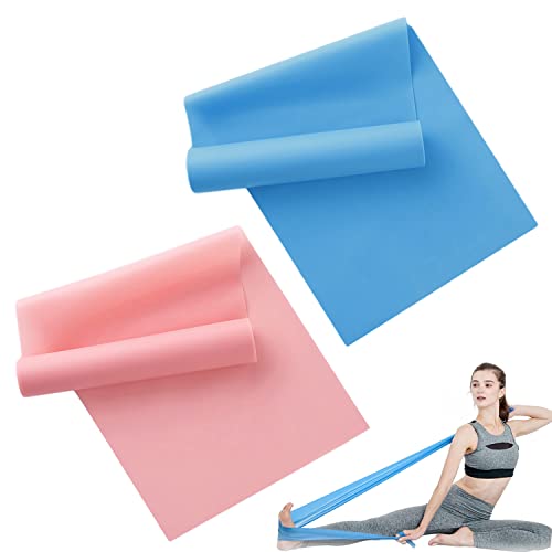 Bande Elastiche Fitness, Fasce Elastiche, Utilizzata per Yoga, Pilates e Fisioterapia, 150 x 15 cm, Rosa, Blu, 2 Pezzi