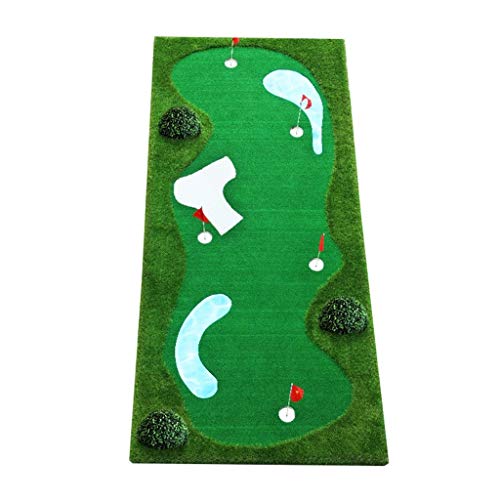 Mini Golf da Interno Mini Green Golf Putter Allenatori Stuoie da Golf Coperte da Allenamento per Green per Interni Simulazione Bunker di Sabbia/Pozzanghere (Color : Green, Size : 200 * 500cm)