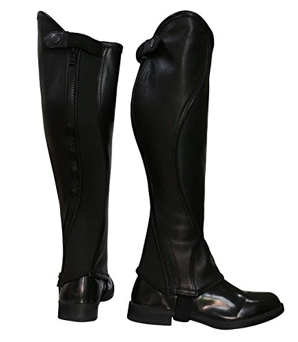Riders Trend 10067190 Leather Gaiter, Ghetta in Pelle Naturale Super Grip a 2 tonalità Unisex-Adulto, Nero/Nero, 34 x 42 cm
