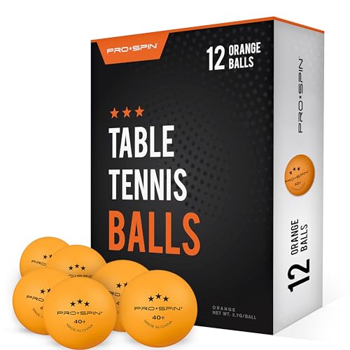 PRO SPIN Palline Ping Pong – Arancioni 3-Stelle 40+ Palle di Alta Qualità (Confezione da 12) – per Giochi e Competizioni, da Esterno o Interno
