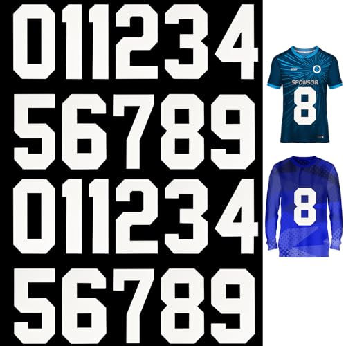 22 Pezzi Numeri Termoadesive per Tessuti Abbigliamento in Jersey Numeri Termoadesivi da 0 a 9 Numeri Adesivi Grandi Morbidi T Shirt Uniforme della Squadra Calcio Basket Baseball (Bianco, 8 Pollici)