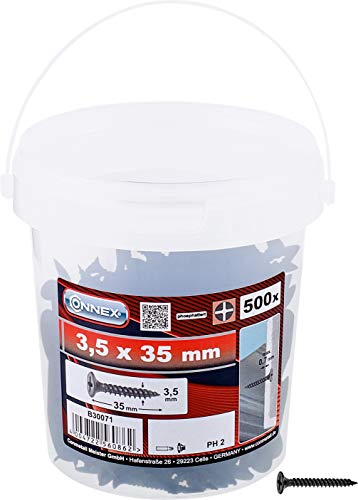 CONNEX, B30071, Viti cartongesso fosfato 3.5x35, 500 g in un secchio