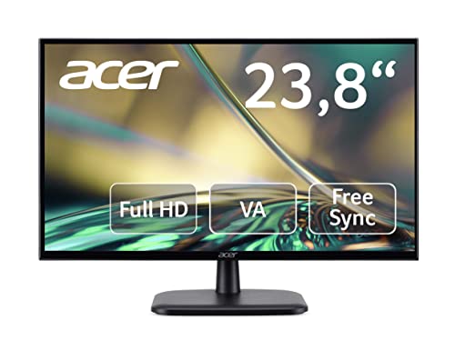 Acer Monitor Per Pc, 23.8', Display Va Full Hd, 75 Hz, 5 Ms, 16:9, Freesync, Vga, Hdmi 1.4, ‎‎Nero