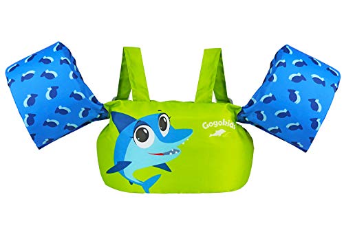 Gilet galleggiante da nuoto per bambini, giacca da allenamento da nuoto con imbracatura per spalla per ragazze da 2-6 anni (Green Shark)