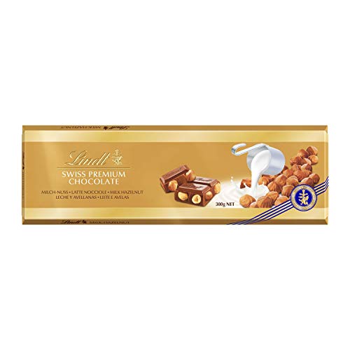 Lindt Tavoletta Gold Latte Nocciole, Tavoletta di Cioccolato con Nocciole, maxi formato 300g