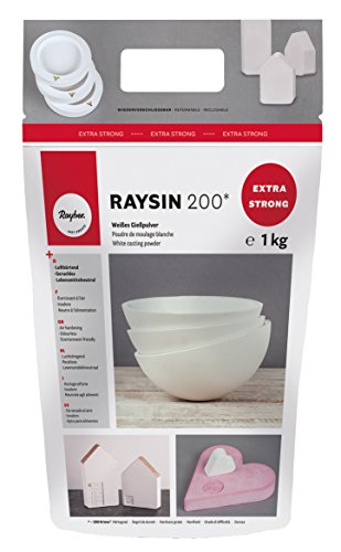 Rayher 3699000 Polvere di Ceramica Raysin 200, Polvere Di Gesso 1 Kg da Colare, Asciuga All’Aria, Inodore, per Uso Hobbistico e Progetti Creativi, Bianco