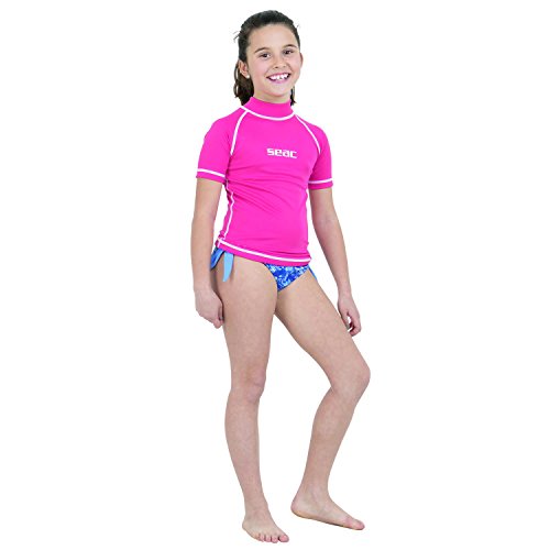 SEAC T-Sun Short, Maglia Protettiva per Bambini Rash Guard per Snorkeling e Nuoto Anti UV Unisex, Rosa, 5 Anni