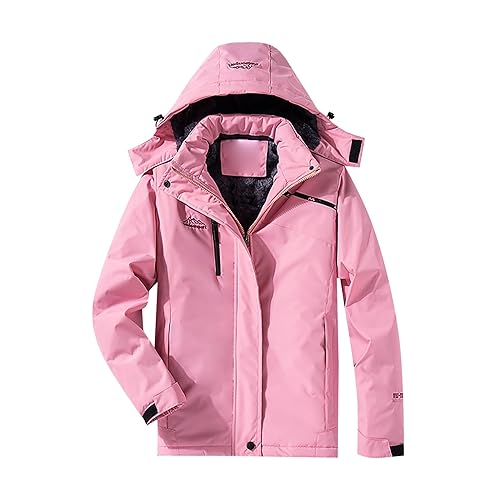 Giacca da sci da uomo e da donna, antivento, giacca invernale da neve, giacca invernale da donna, Colore: rosa., M