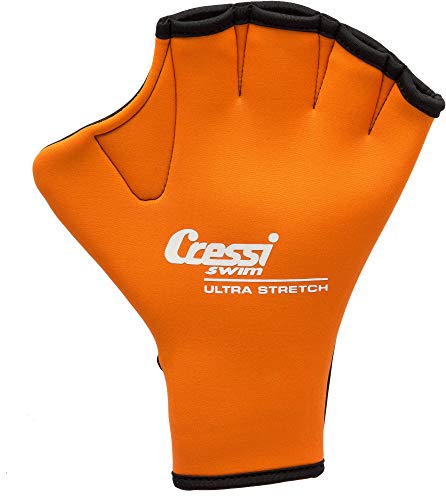 Cressi Swim Gloves, Guanti Palmati in Neoprene per Il Nuoto e l'Allenamento Unisex Adulto, Arancio Tangerine, M