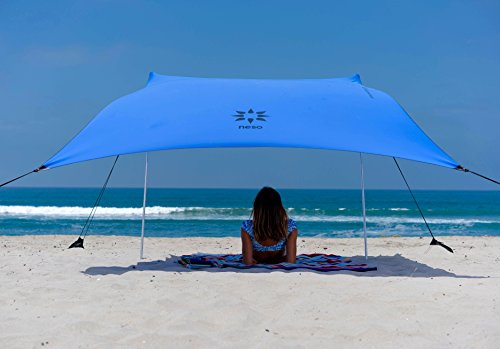 Tenda da spiaggia Neso Tents con ancoraggio a sabbia, parasole portatile - 2.1m x 2.1m - Angoli rinforzati brevettati (Blu Pervinca)